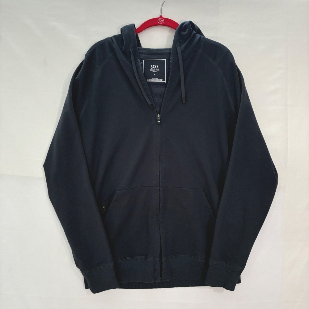 SAXX Down Time Hoodie Mens Medium‎ Gray Full Zip Loungewear Gorpcore